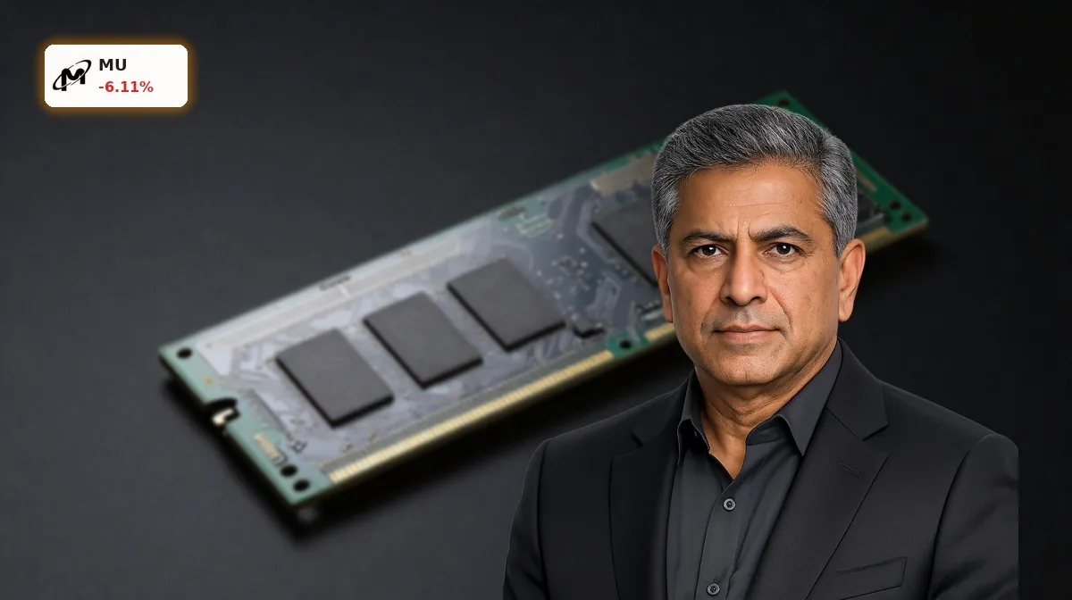 Micron Technology Kurssturz: Warnung vor dem Einbruch 4 Micron Technology Kurssturz: DRAM-Speicherchip und Wafer als Symbol für Druck im Memory-Sektor