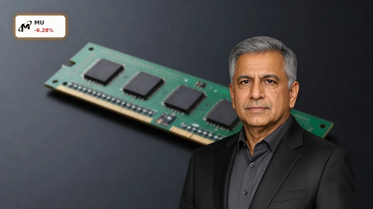 Micron Speicherboom unter Druck: 6,3% Einbruch nach Samsung 4 Micron Speicherboom mit HBM-Speicherchips und modernen Memory-Modulen im Fokus vor dunklem Hintergrund