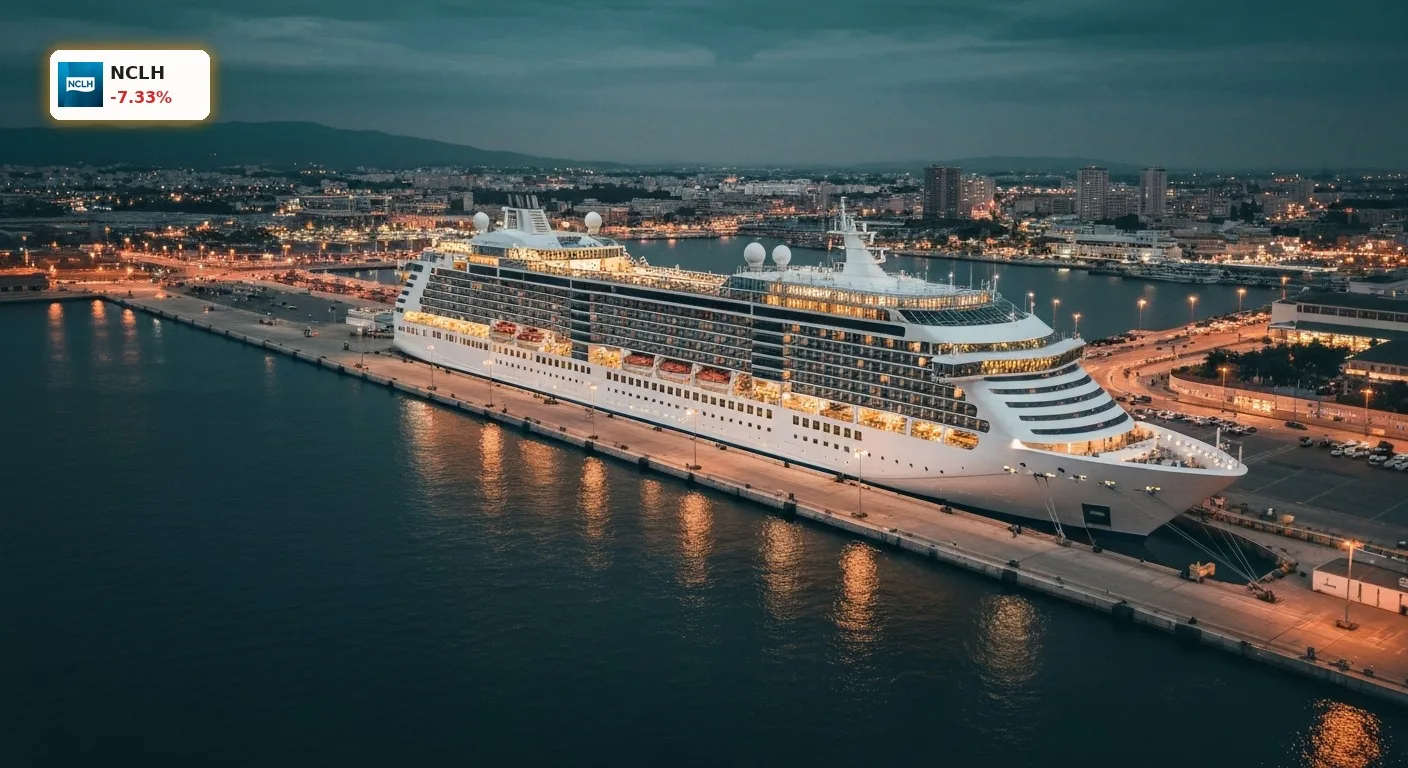 Norwegian Cruise Line Quartal: Gemischte Ergebnisse und gesenkte Prognose belasten Aktie 3 Norwegian Cruise Line Quartal: Luxuriöses Kreuzfahrtschiff am beleuchteten Pier bei Sonnenuntergang.