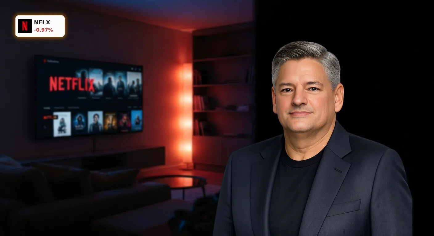 Netflix Quartalszahlen: Netflix Benutzeroberfläche auf einem Fernseher im abgedunkelten Wohnzimmer.