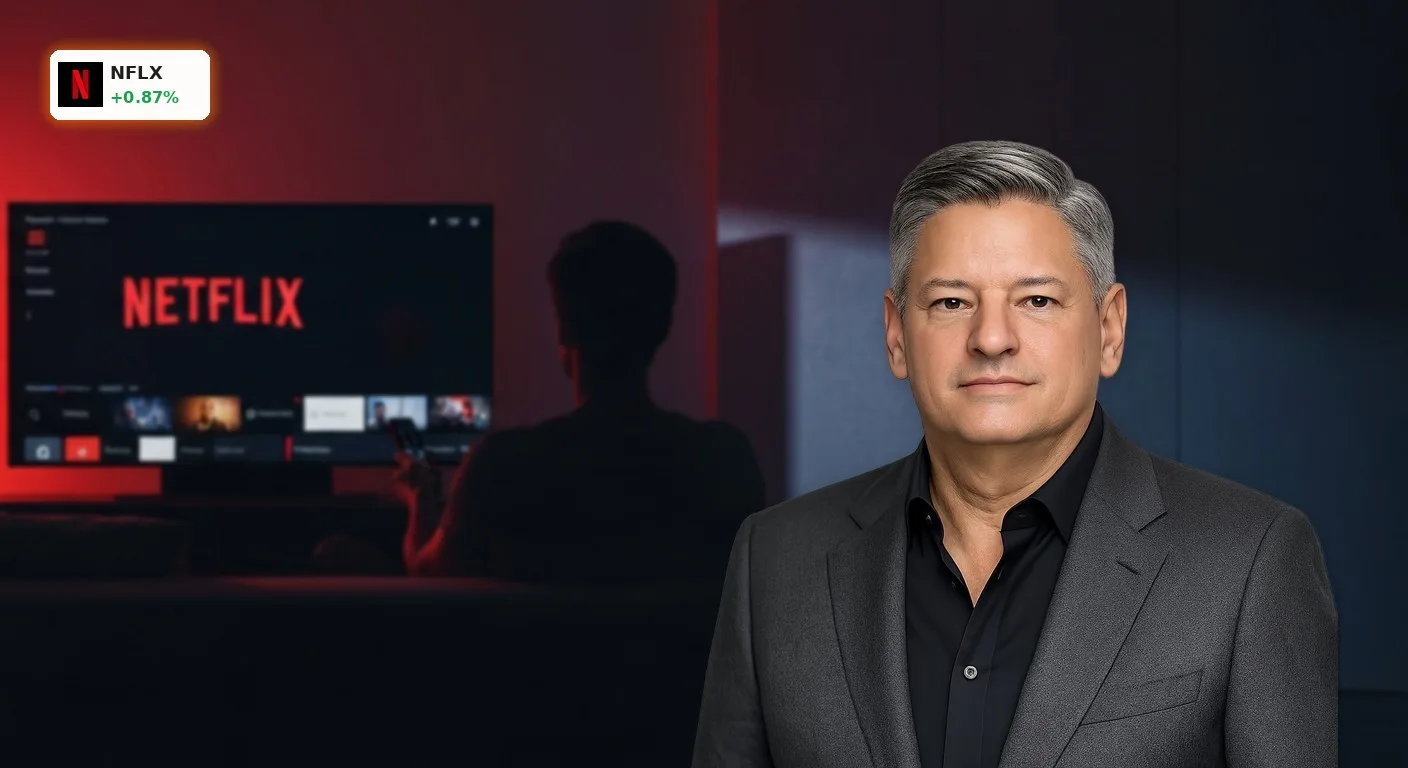Netflix Quartalszahlen im Fokus: Bringt der neue Ausblick den Boom? 4 Fernseher mit Netflix-Benutzeroberfläche in modernem Wohnzimmer vor den neuen Netflix Quartalszahlen.