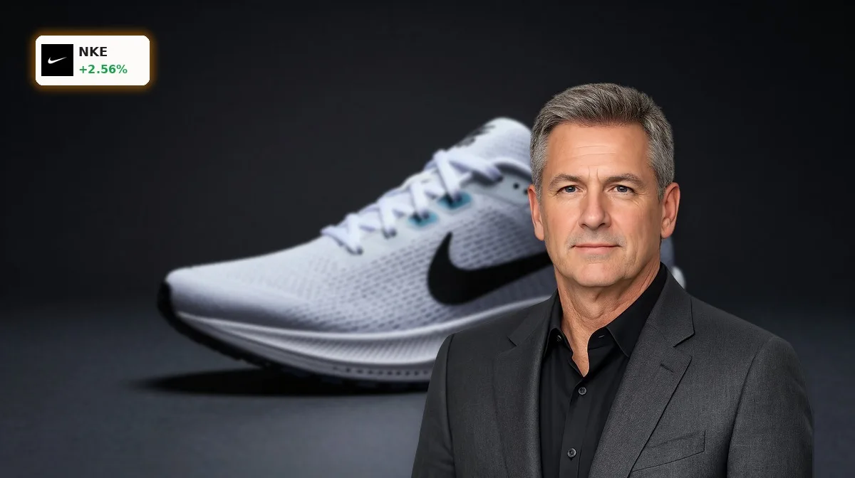 Nike Quartalszahlen: Premium-Nike-Laufschuh vor dunklem Hintergrund als Symbol für Margendruck und Turnaround