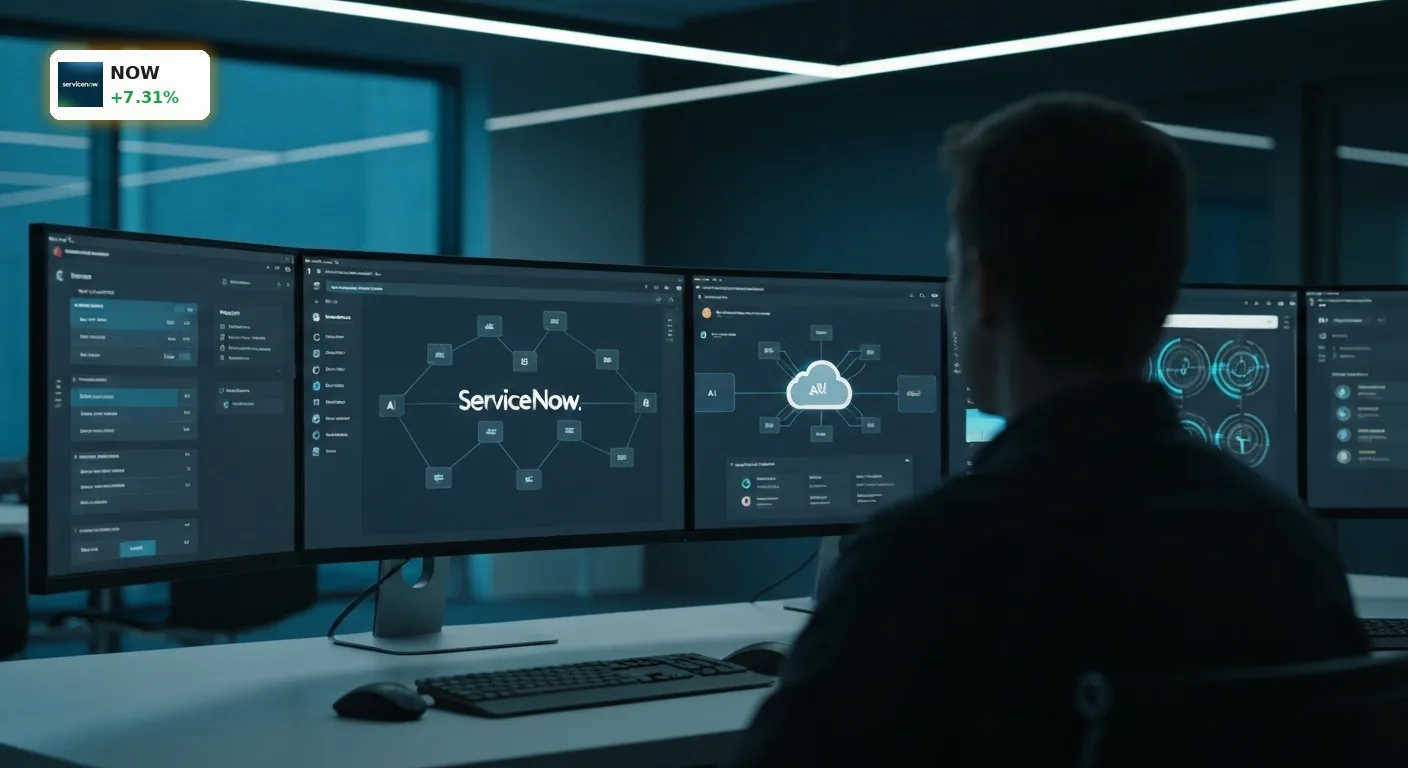 Modernes Enterprise-Dashboard zur Datenanalyse nach den starken ServiceNow Quartalszahlen im KI-Boom.
