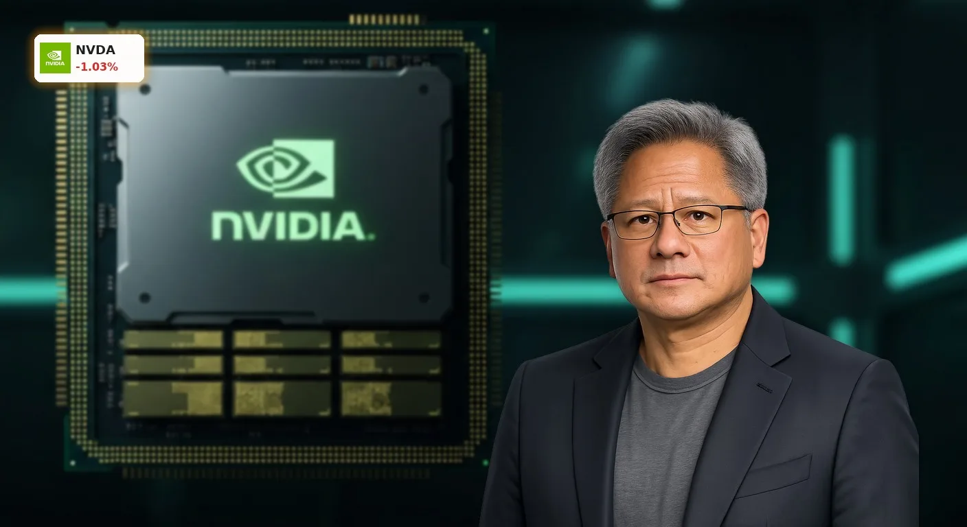 Ein hochmoderner NVIDIA KI-Chip im Reinraum symbolisiert die zukunftsweisende NVIDIA KI-Strategie.