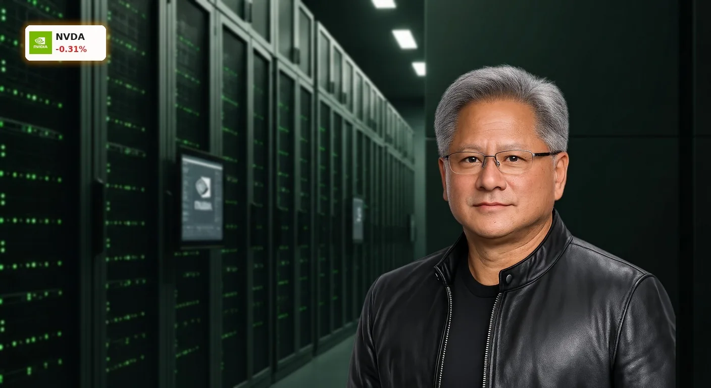 Modernes Rechenzentrum mit leuchtenden Servern zur NVIDIA OpenAI Finanzierung von KI-Infrastruktur.