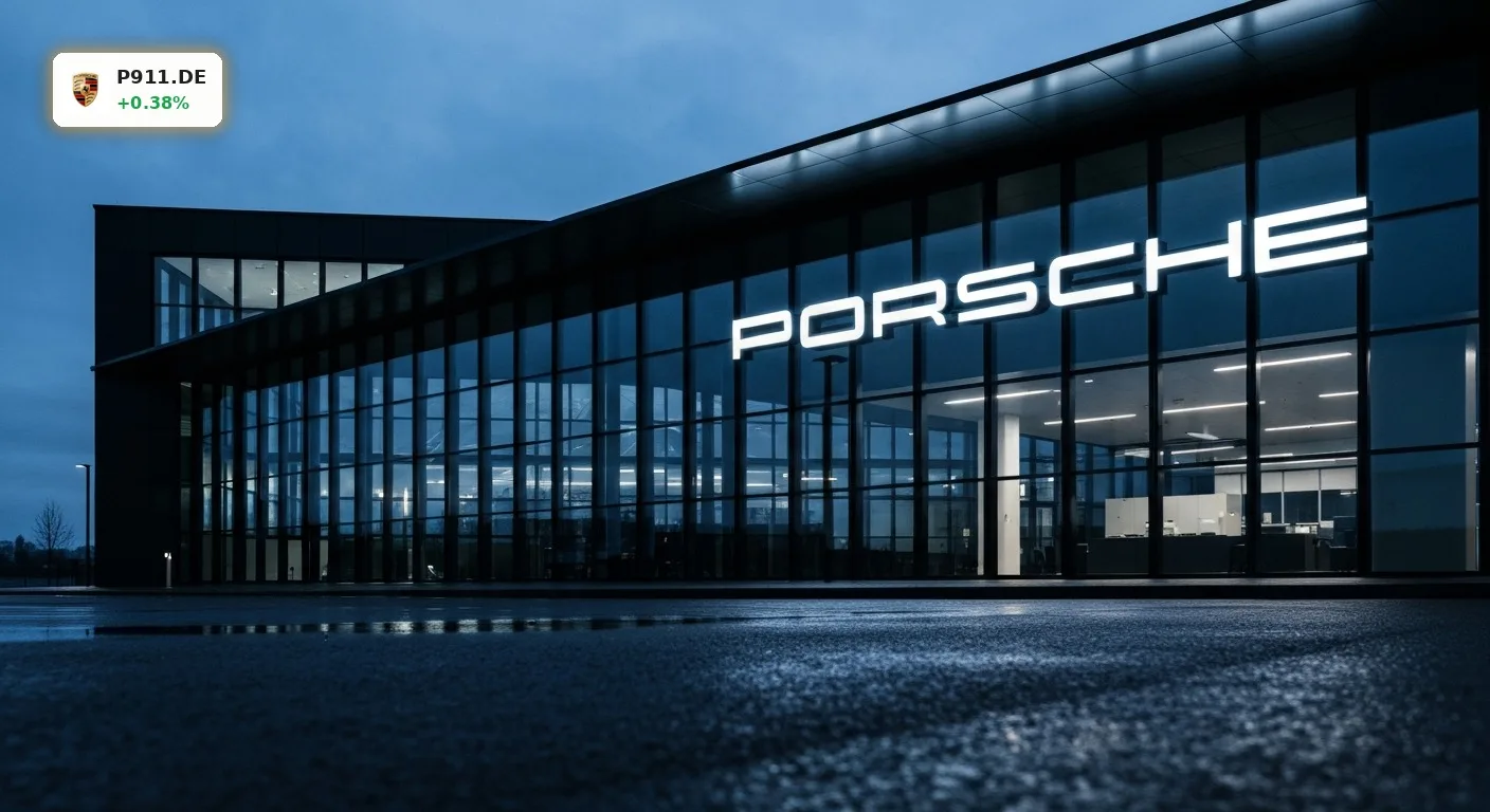 Modernes Porsche Stammwerk in Stuttgart Zuffenhausen symbolisiert das neue Porsche Zukunftspaket und den Konzernumbau.