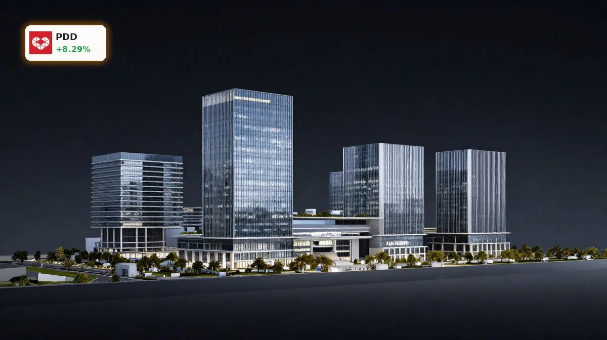 PDD Expansion: Rallye nach Xiongan-Boom und Milliardenplan 5 PDD Expansion in Xiongan mit modernem Bürocampus als Symbol für Infrastruktur, Wachstum und neue Markenstrategie