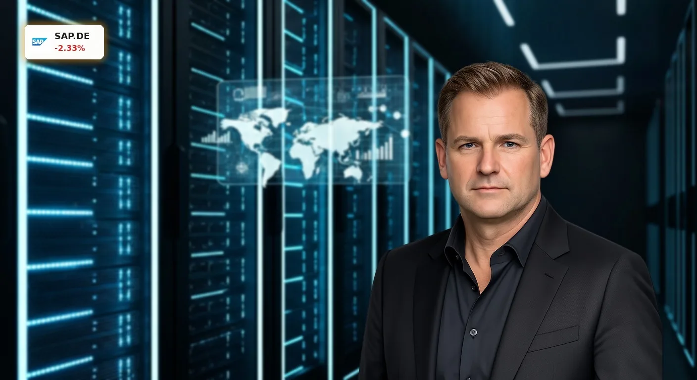 SAP Analyse nach -2,3% Rutsch: Morgan Stanley sieht Einstiegschance 3 SAP Analyse: Modernes Cloud-Rechenzentrum mit leuchtenden Server-Racks für globale Unternehmensdaten.
