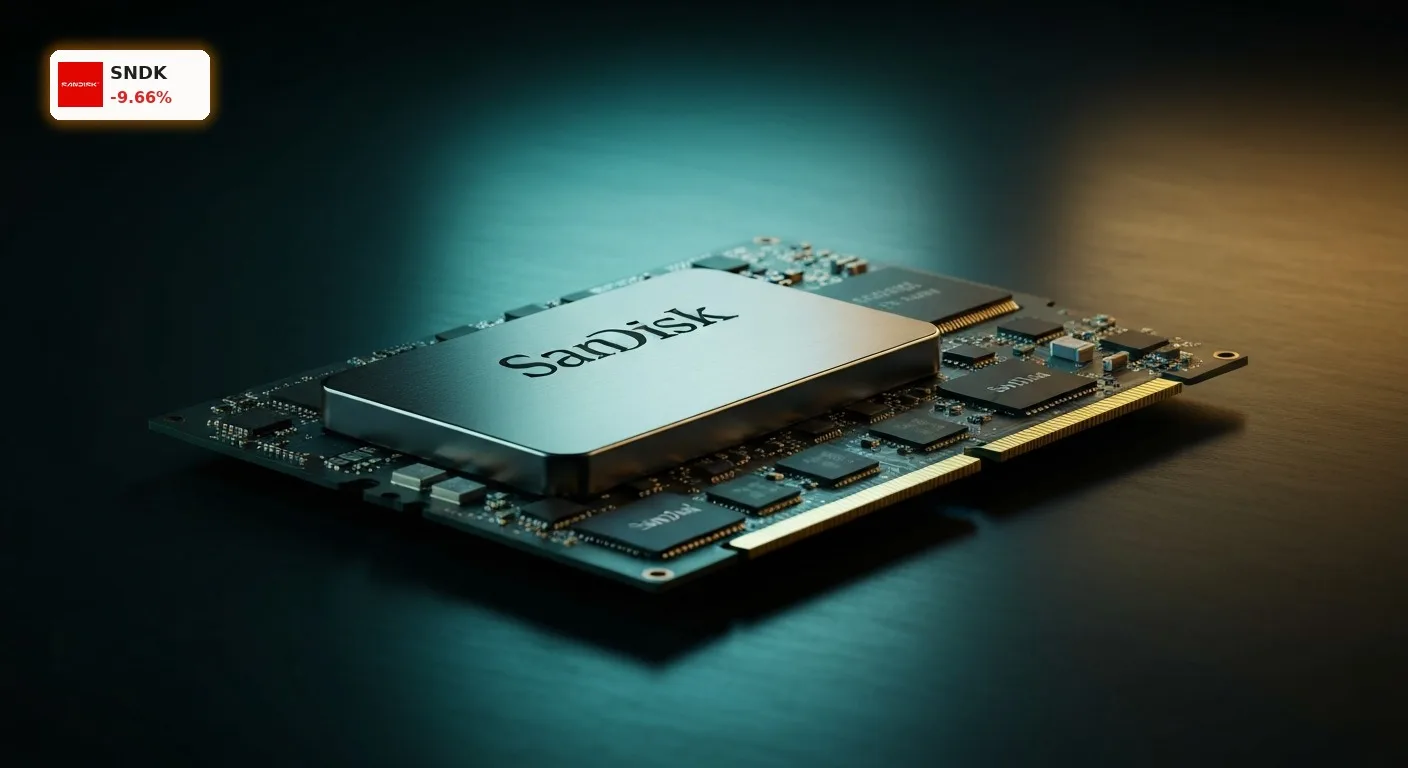 SanDisk Quartal im Fokus: Aktie bricht nach Rallye um 9,7% ein 2 SanDisk Quartal: Moderner NAND-Flash-Speicherchip auf einer Platine im Detail.