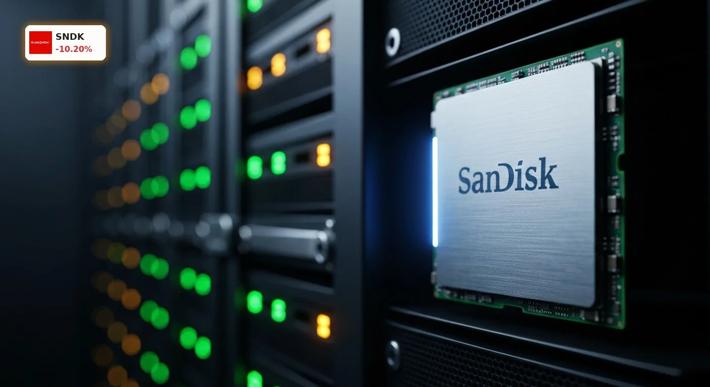 SanDisk KI Speicherlösung in einem modernen Rechenzentrum für künstliche Intelligenz nach dem Fed-Zinsschock.