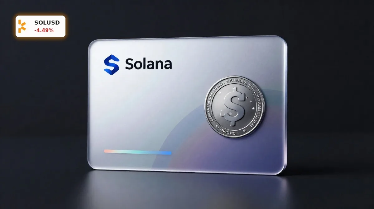 Solana Tokenisierung: Boom bei tokenisierten Aktien und Robinhood 4 Solana Tokenisierung mit tokenisierter Aktie als digitales Finanzprodukt auf dunklem Hintergrund