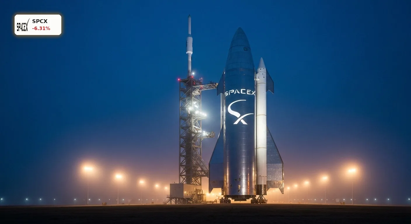 SpaceX Quartalszahlen im Fokus: Die Starship-Rakete startbereit auf der Rampe vor den ersten Finanzberichten.