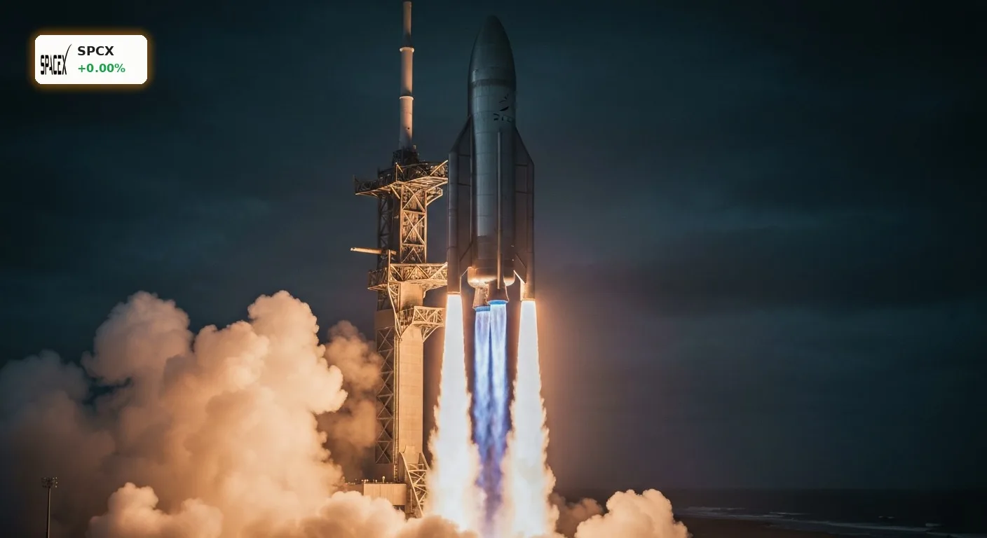 Erfolgreicher Raketenstart nach dem SpaceX IPO als Symbol für das langfristige Milliarden-Potenzial an der Börse.