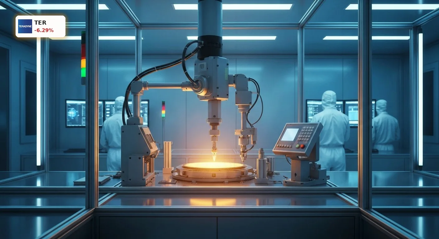 Teradyne Insider-Verkäufe nach -6.3% Kursrutsch: Was steckt dahinter? 3 Automatisierte Halbleiter-Testsysteme im Reinraum zur Analyse von KI-Chips, relevant für Teradyne Insider-Verkäufe.