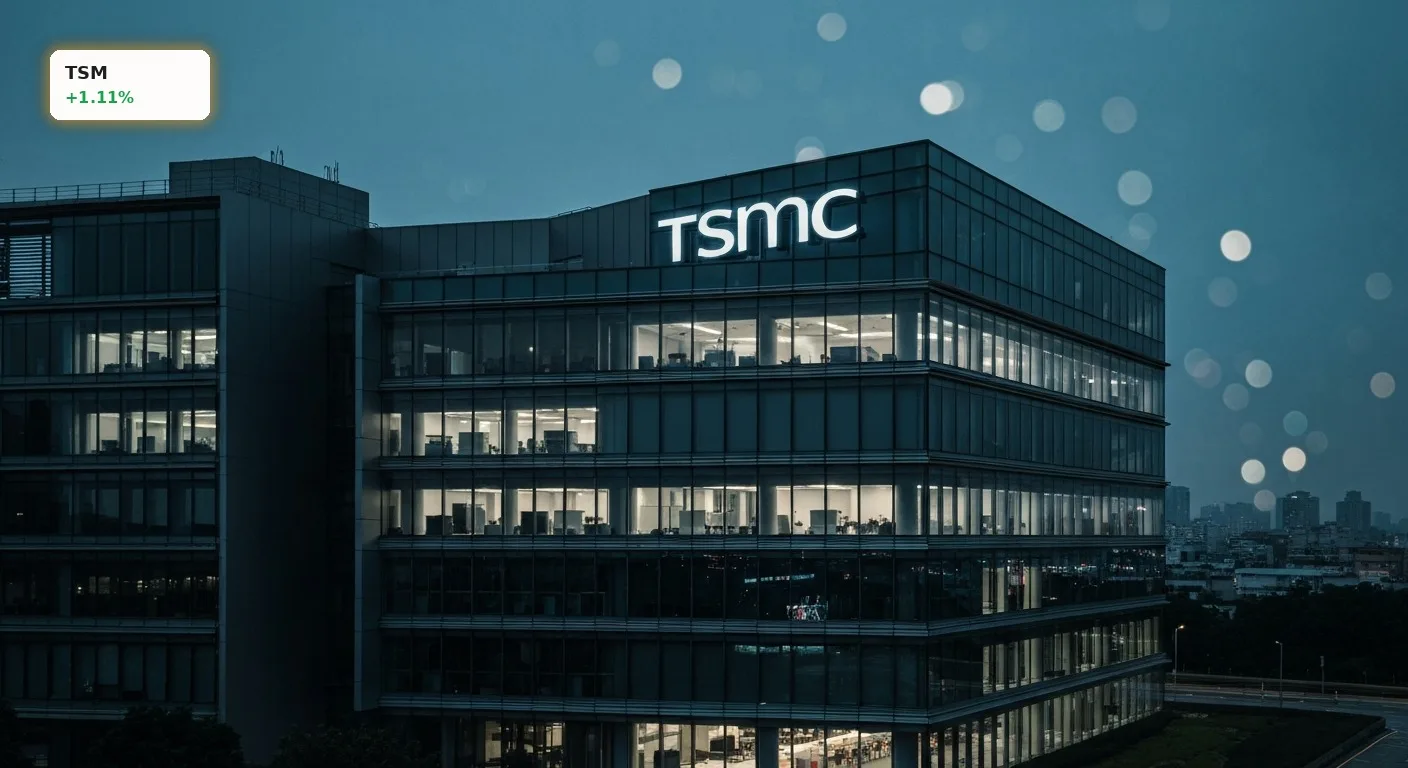 TSMC Quartalszahlen mit +35% Umsatzsprung: KI-Boom treibt Rekord 3 Beleuchtete TSMC Firmenzentrale bei Dämmerung passend zu den starken TSMC Quartalszahlen