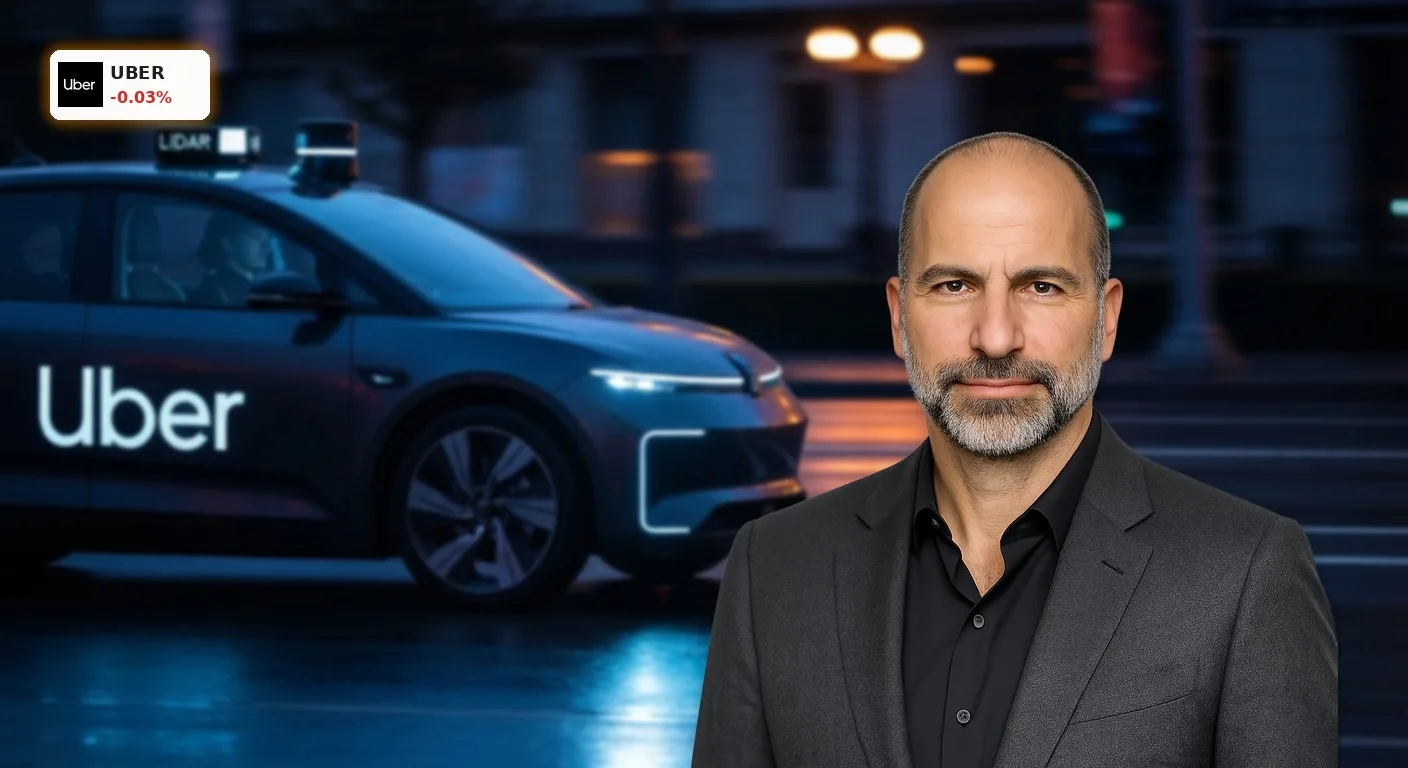 Uber autonomes Fahren: 10x-Wachstum bietet enorme Chance für Aktie 3 Ein fahrerloses Roboter-Taxi bei Nacht im Stadtverkehr veranschaulicht Uber autonomes Fahren.