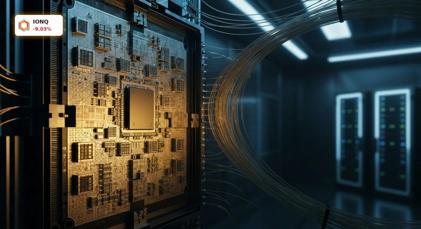IonQ Aktie bricht um 9% ein: Gewinnmitnahmen belasten Quanten-Pionier 4 IonQ Aktie: Quantencomputer-Prozessor im Labor vor Kurssturz