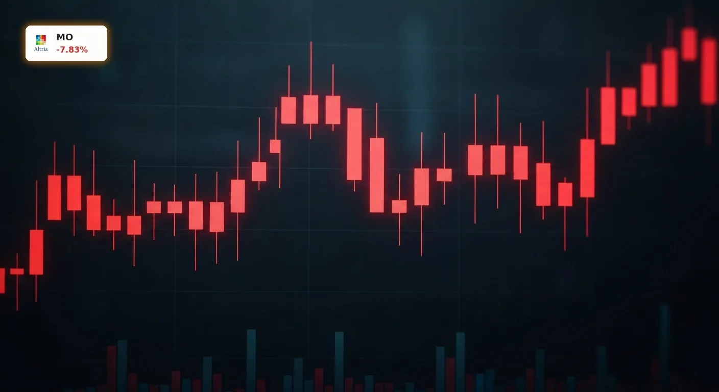 Rot leuchtender Candlestick-Chart zeigt deutlichen Kursrückgang der Altria Group Aktie an.