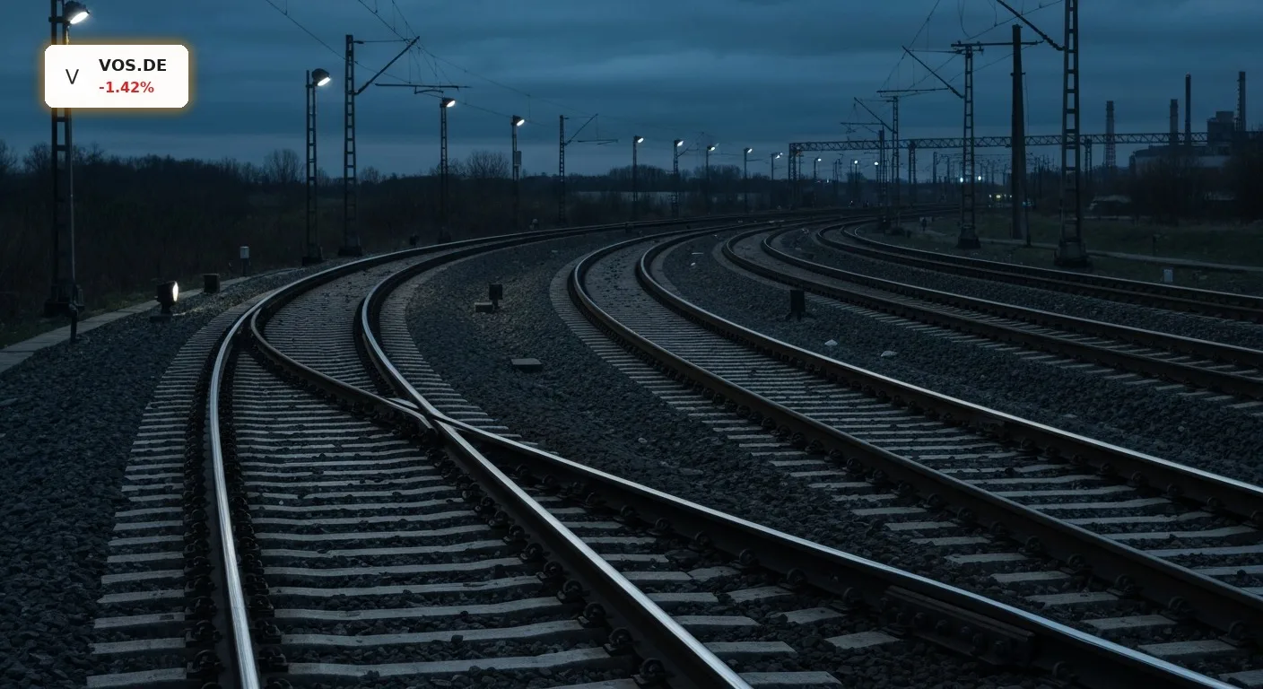 Vossloh Prognose gesenkt: Schockiert der Ausblick die Anleger? 6 Moderne Bahngleise der Schieneninfrastruktur passend zur Vossloh Prognose.