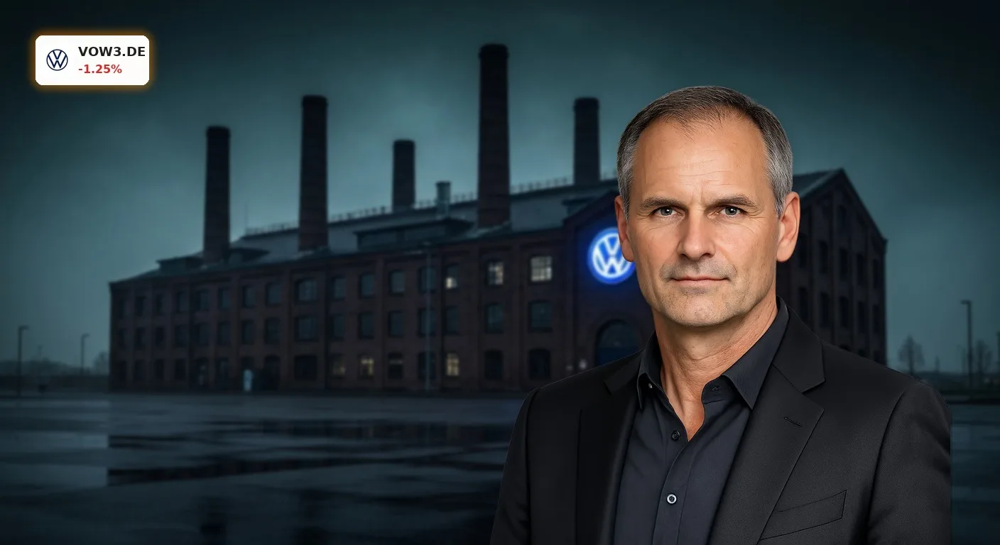 Volkswagen Quartalszahlen: Das VW-Werk in Wolfsburg bei Nacht symbolisiert den harten Sparkurs des Autobauers.