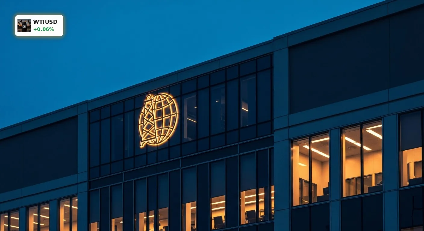 WTI Ölpreis unter Druck: Geopolitische Eskalation droht mit Preisschock 4 Moderner Wolkenkratzer einer Ölgesellschaft bei Nacht symbolisiert den steigenden WTI Oelpreis durch geopolitische Krisen.