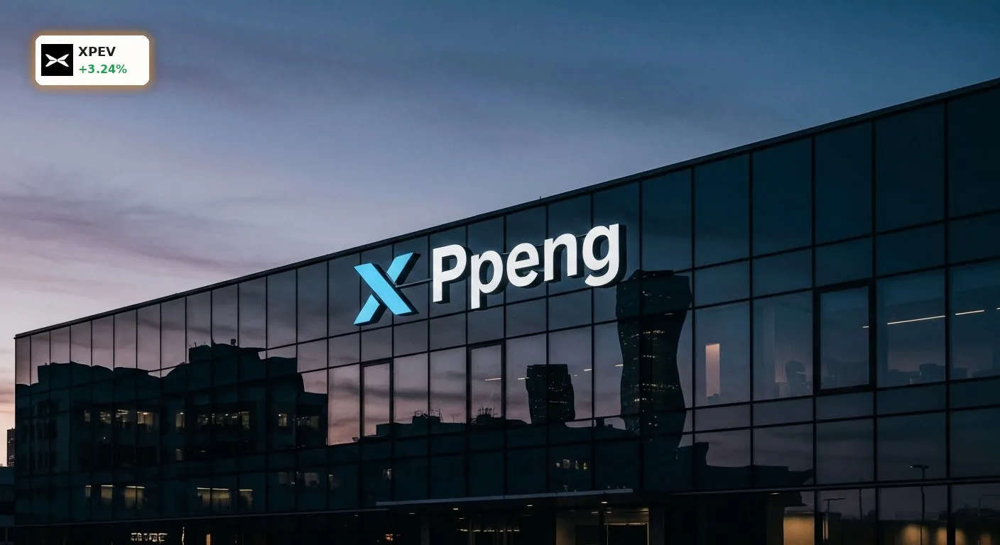 XPeng MONA L03 treibt Aktie um +3,2%: Europa-Offensive startet 4 XPeng MONA L03 Europa-Offensive: Das XPeng Hauptquartier bei Dämmerung mit leuchtendem Firmenlogo.