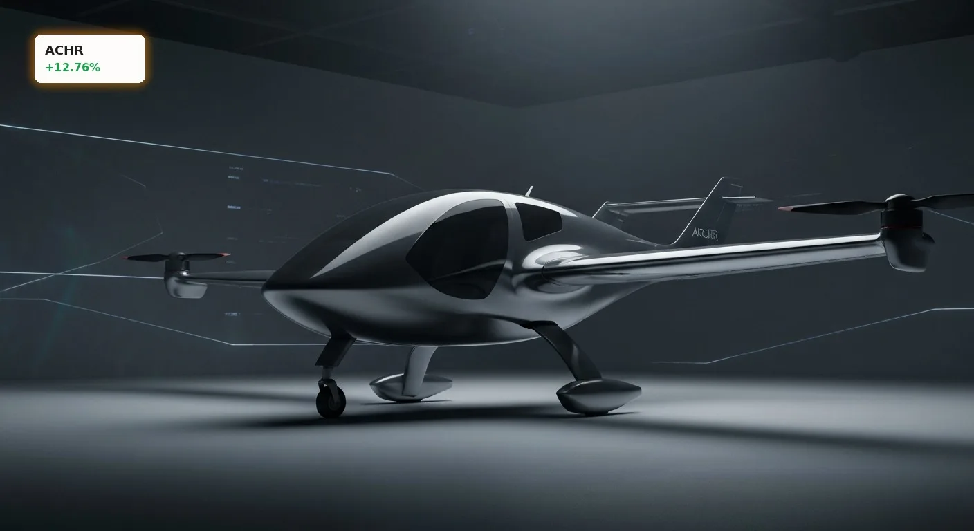 Archer Aviation Übernahme: +12,8% Rallye nach Boeing-Deal und Umsatz-Boost 3 Futuristisches Archer Aviation eVTOL-Flugtaxi in einem Hightech-Studio, symbolisiert die Archer Aviation Uebernahme.
