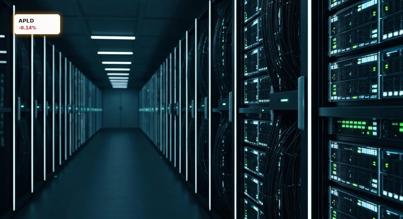 Modernes Rechenzentrum mit leuchtenden Server-Racks für Applied Digital Analyse von KI-Infrastruktur.