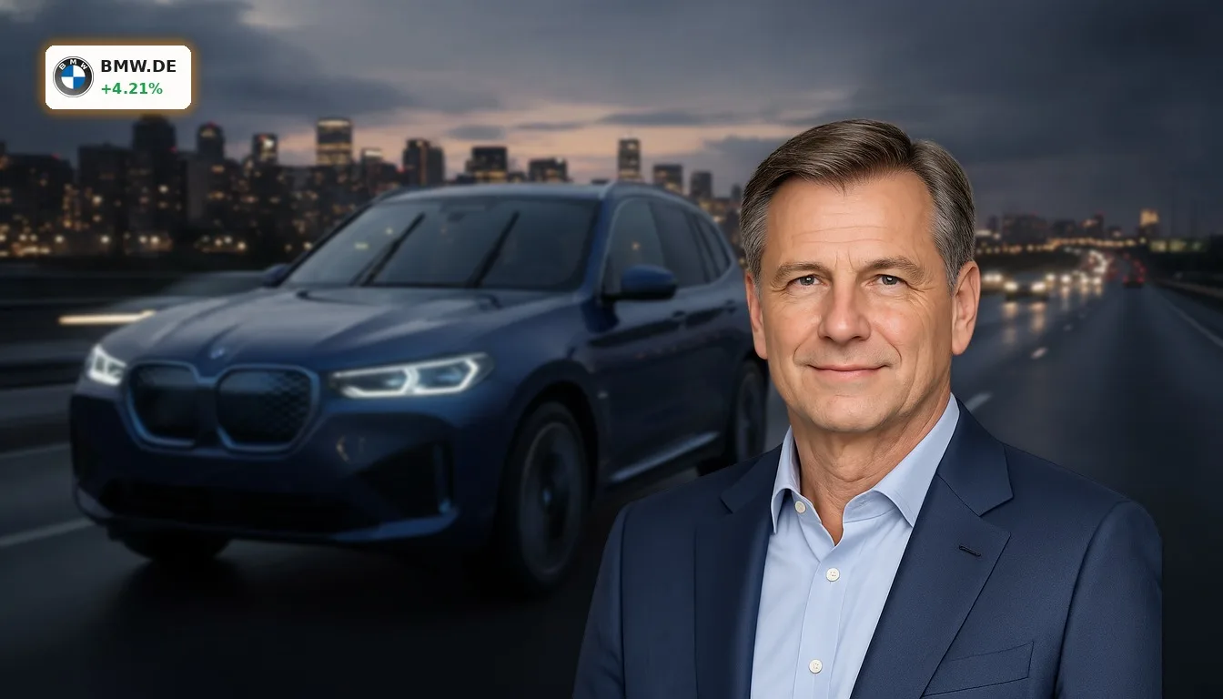 BMW Analysten sehen Licht am Horizont: Aktie steigt um 4,2% 6 BMW iX3 Elektro-SUV fährt auf einer Autobahn bei Dämmerung, symbolisiert den Optimismus der BMW Analysten.