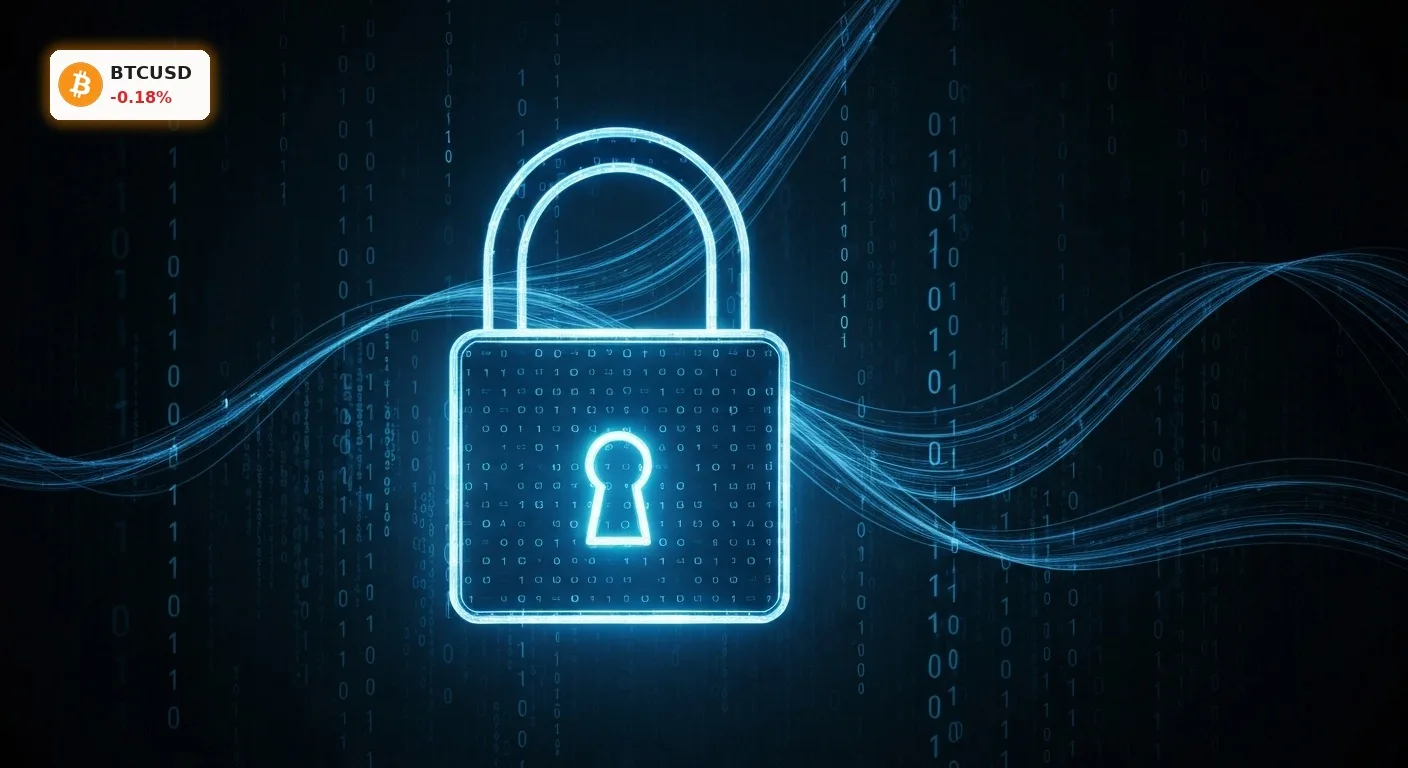 Bitcoin Regulierung: Sicherheitslücken und politische Debatten im Fokus 3 Digitales Vorhängeschloss vor fließenden Kryptowährungs-Datenströmen, symbolisiert Bitcoin Regulierung und Sicherheit.