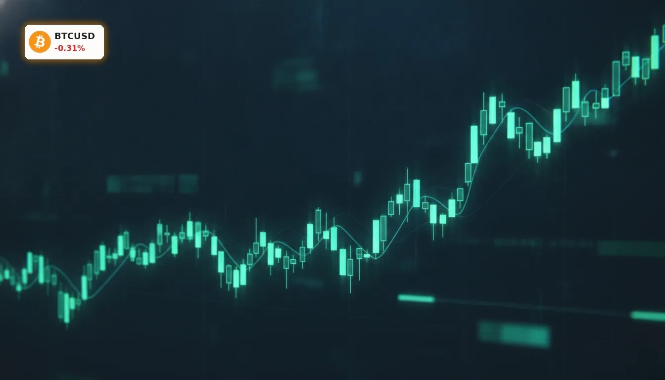 Bitcoin Kursanalyse: +24,8% Wochenrallye durch ETF-Boom und Trump-Signale 3 Grüner und türkiser Candlestick-Chart zeigt starke Bitcoin Kursanalyse Rallye und Aufwärtstrend.
