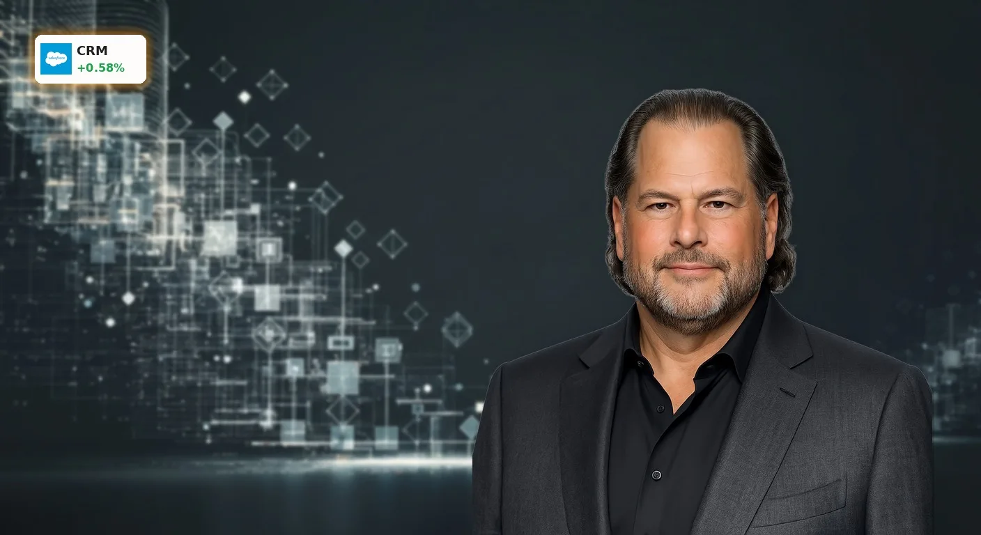 Salesforce Management: Leadership-Wechsel und Markt-Sentiment im Fokus 4 Abstrakte Struktur aus leuchtenden Datenströmen symbolisiert Wandel im Salesforce Management