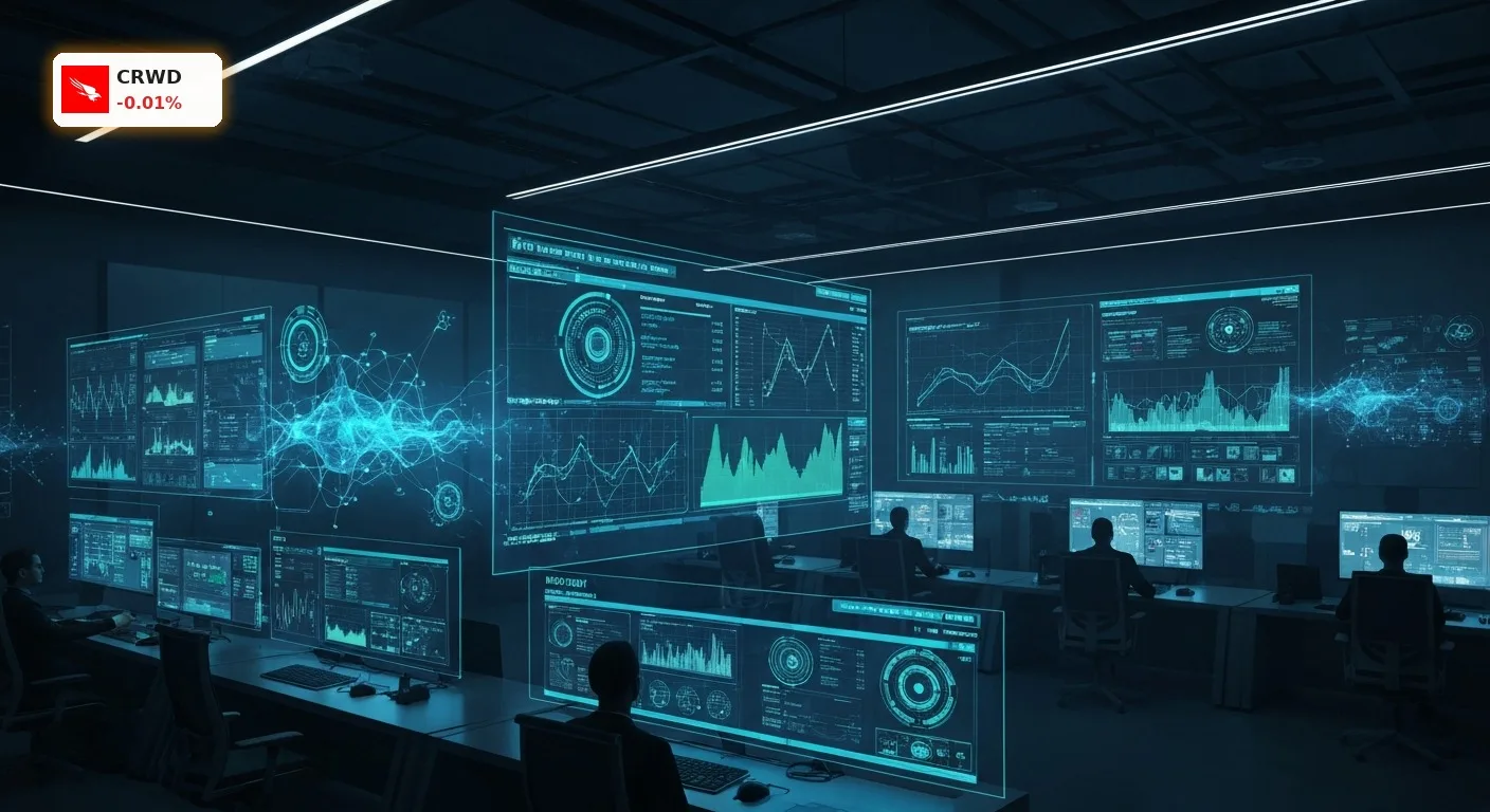 CrowdStrike Branchenausblick: KI-Boom treibt Cybersicherheit auf Rekordhoch 3 Futuristisches Cybersicherheitszentrum mit leuchtenden Datenströmen, die den CrowdStrike Branchenausblick im KI-Zeitalter visualisieren.