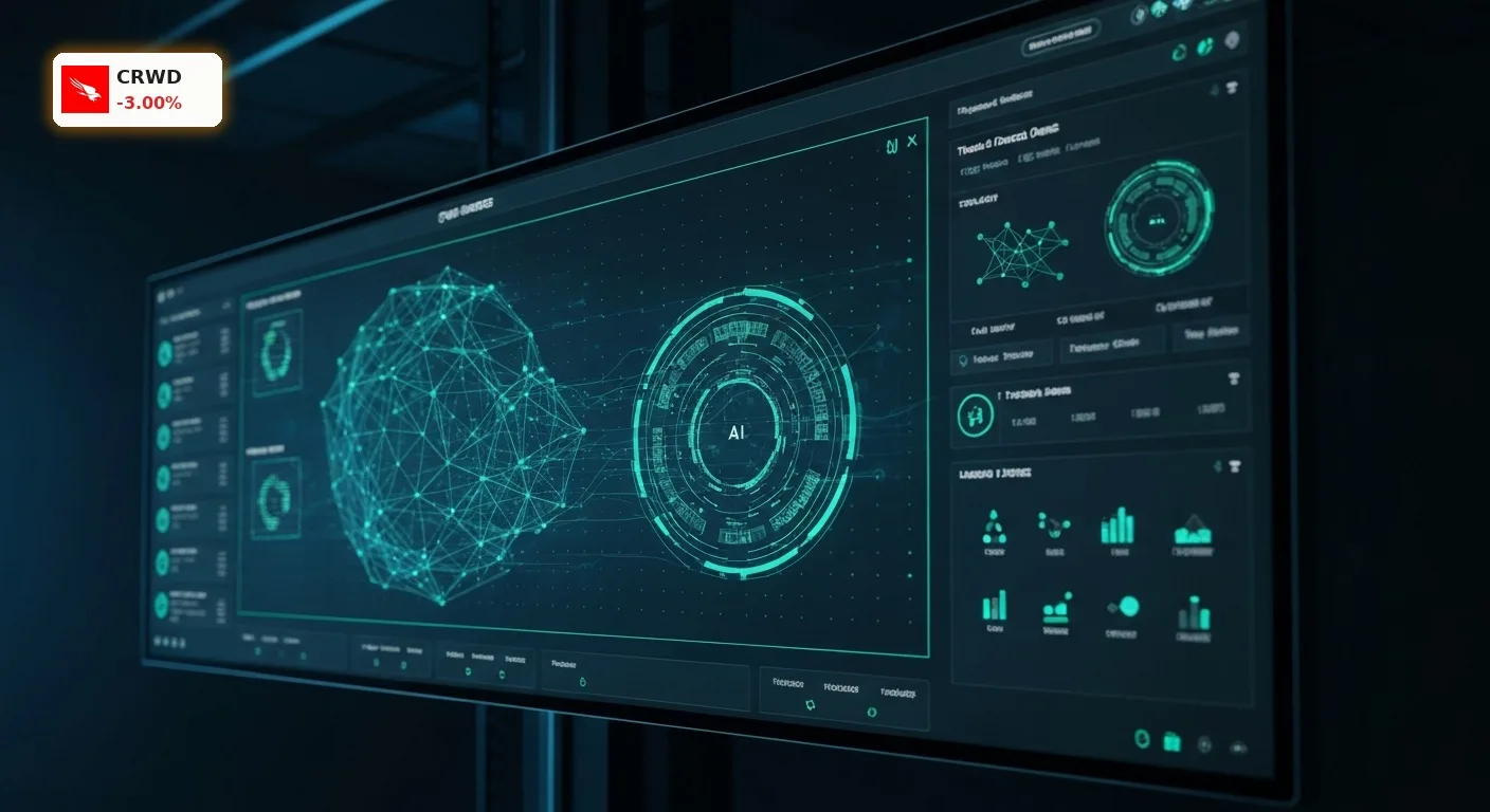 CrowdStrike Kursziel: -3% Schock nach Allzeithoch – Was steckt dahinter? 5 Futuristisches Cybersicherheits-Interface mit KI-gestützter Bedrohungserkennung, symbolisiert das CrowdStrike Kursziel.
