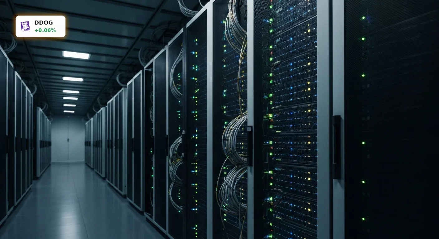 Modernes Rechenzentrum mit leuchtenden Servern, symbolisiert Datadog CEO Verkauf und Cloud-Technologie.