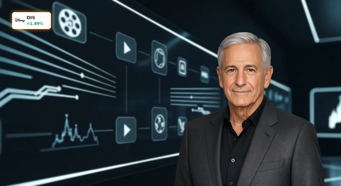 Disney Strategie: Super App und ESPN sollen Aktie um 1.9% beflügeln 3 Futuristisches digitales Interface einer 'Super App' symbolisiert die Disney Strategie und Vernetzung von Streaming und Sport.
