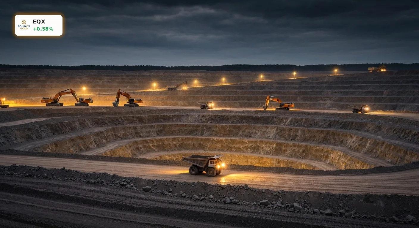 Equinox Gold Fusion: Rekordzahlen und Dividenden-Boost nach Übernahme 3 Panoramablick auf eine moderne, großflächige Goldmine bei Dämmerung, die die Equinox Gold Fusion symbolisiert.