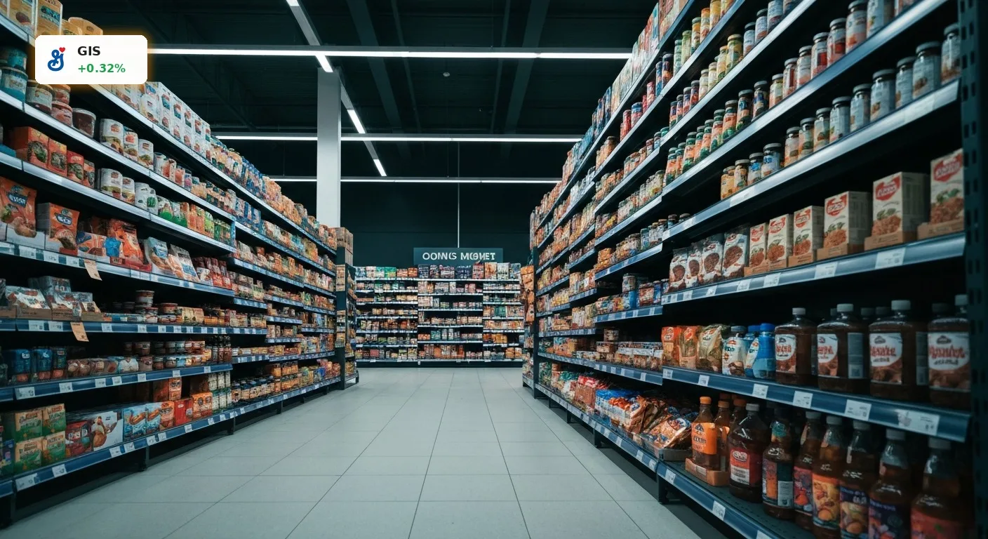 General Mills Kurs: Konsumriese unter Druck im Branchenvergleich 5 Gut gefüllter Supermarktgang mit Markenprodukten, der den Konsumgütersektor und den General Mills Kurs symbolisiert.