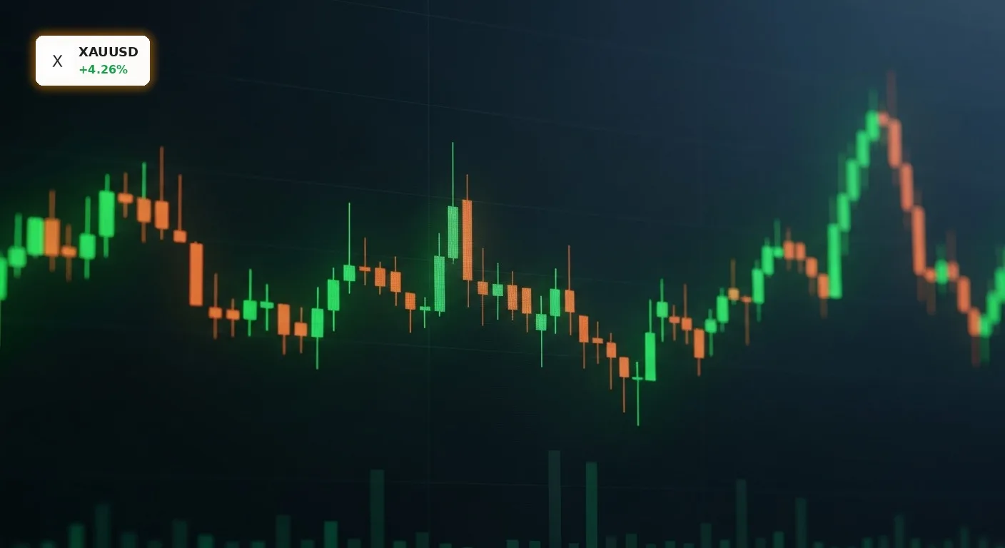 SPDR Gold Kurs +4,26%: Hormuz-Deal und schwächerer Dollar treiben GLD 5 Grün leuchtender Candlestick-Chart, der einen starken Anstieg des SPDR Gold Kurses symbolisiert.