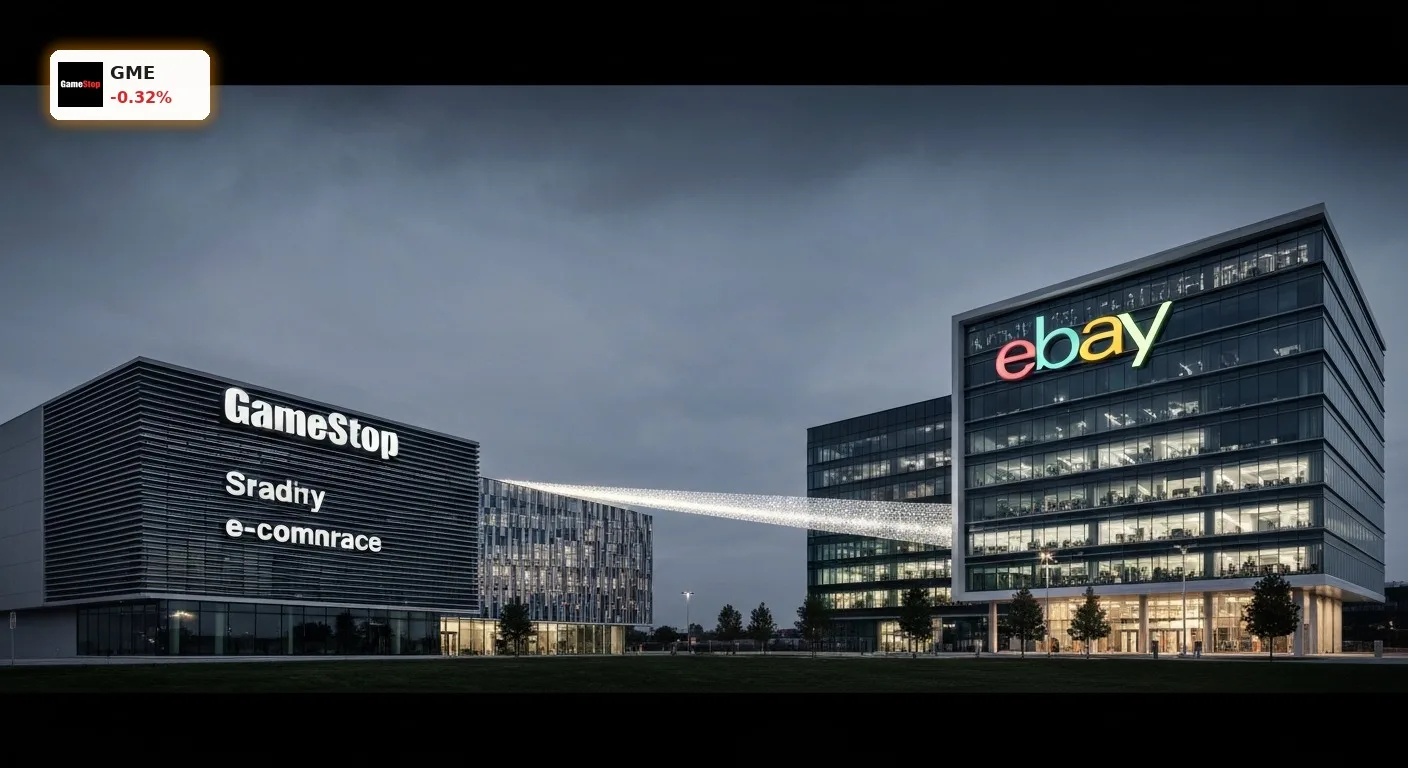 GameStop Partnerschaft: Übernahme-Crash bei eBay oder neue Chance? 4 Futuristische Brücke verbindet zwei Gebäude, symbolisiert eine GameStop Partnerschaft und strategische Verbindung.