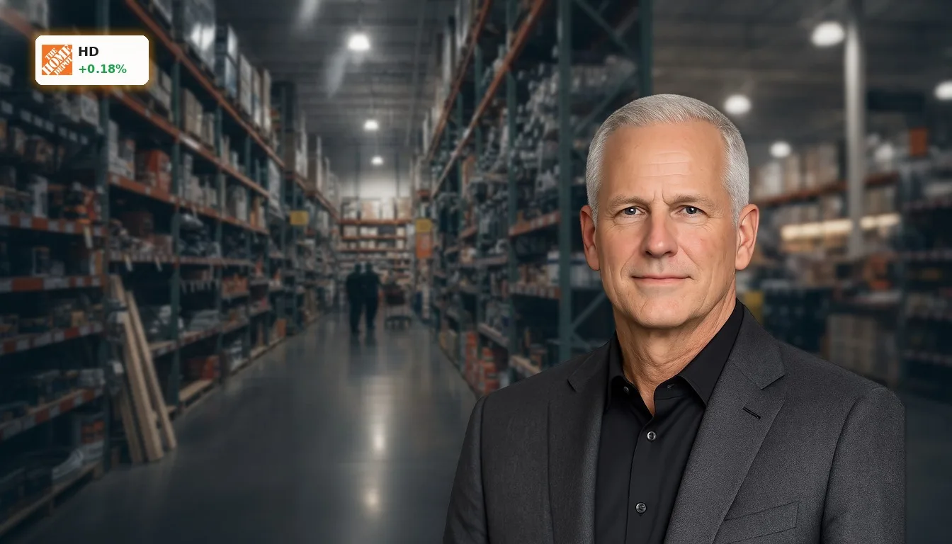 Gut gefüllter Gang eines Baumarktes, der den Druck auf das Home Depot Quartal durch den Immobilienmarkt symbolisiert.
