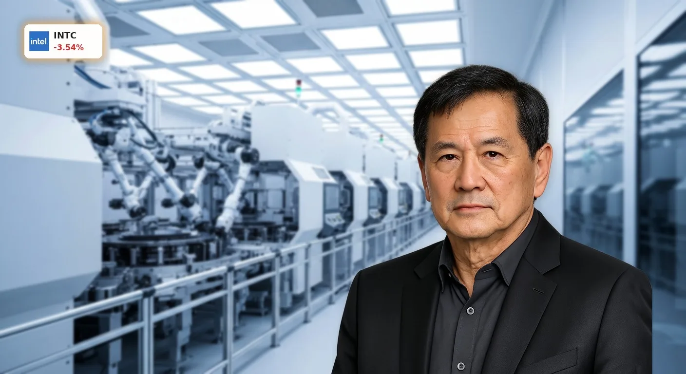 Ultra-moderner Reinraum für Halbleiterfertigung mit präzisen Maschinen und Robotik, symbolisiert Intel Kapitalerhoehung und Investitionen.