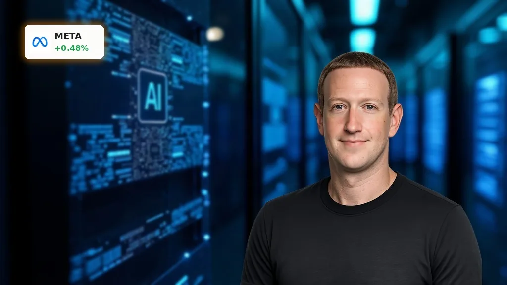 Meta KI Strategie: Milliarden-Klagen belasten den Tech-Giganten 5 Nahaufnahme eines futuristischen KI-Prozessorchips in einem Serverrack, symbolisiert Metas KI Strategie.