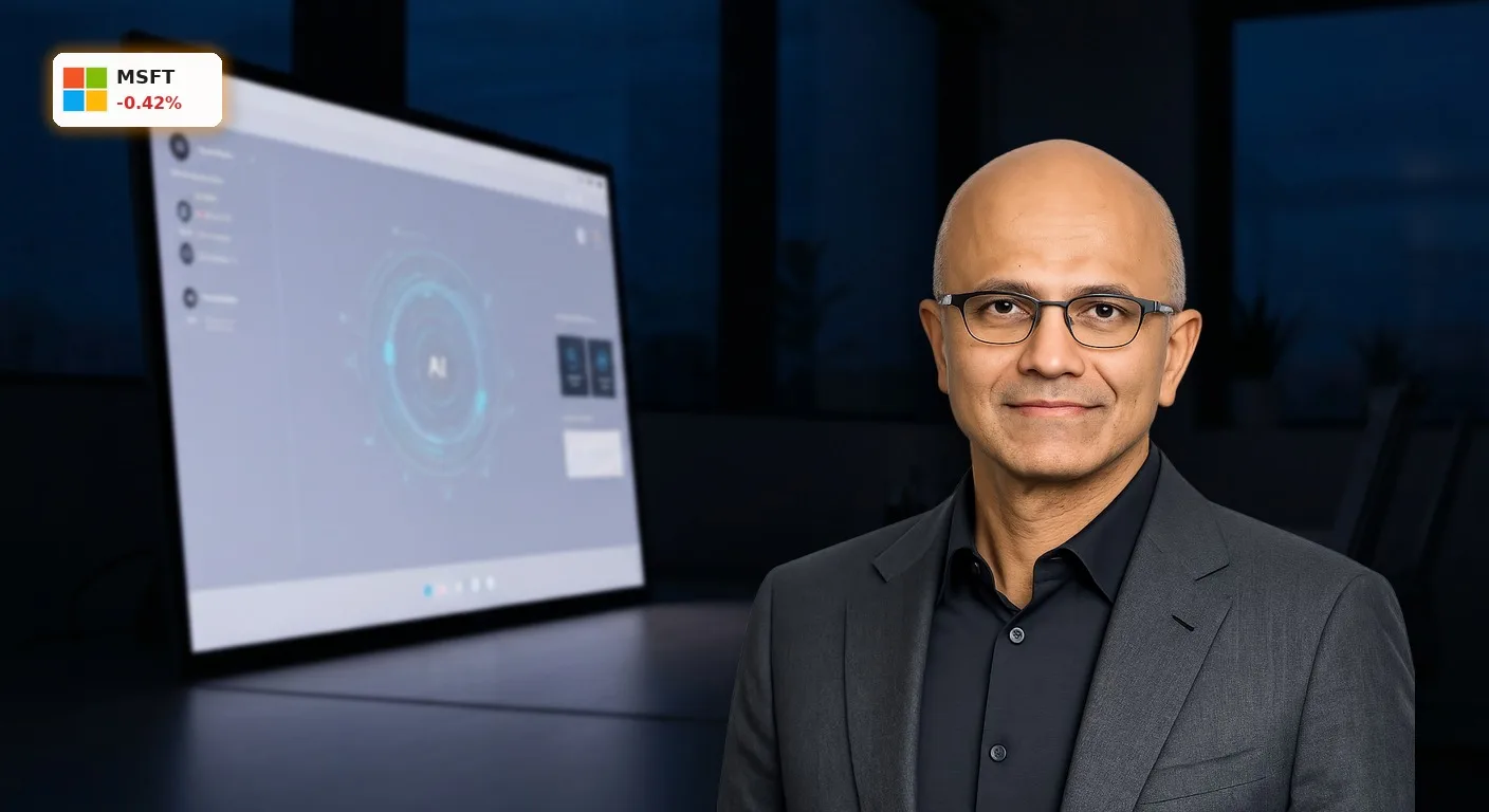 Microsoft Quartalszahlen: Rekordumsatz und starkes Copilot-Wachstum 2 Ein Bildschirm zeigt Microsofts Copilot AI-Assistent in einem modernen Büro, symbolisiert Microsoft Quartalszahlen Erfolg.