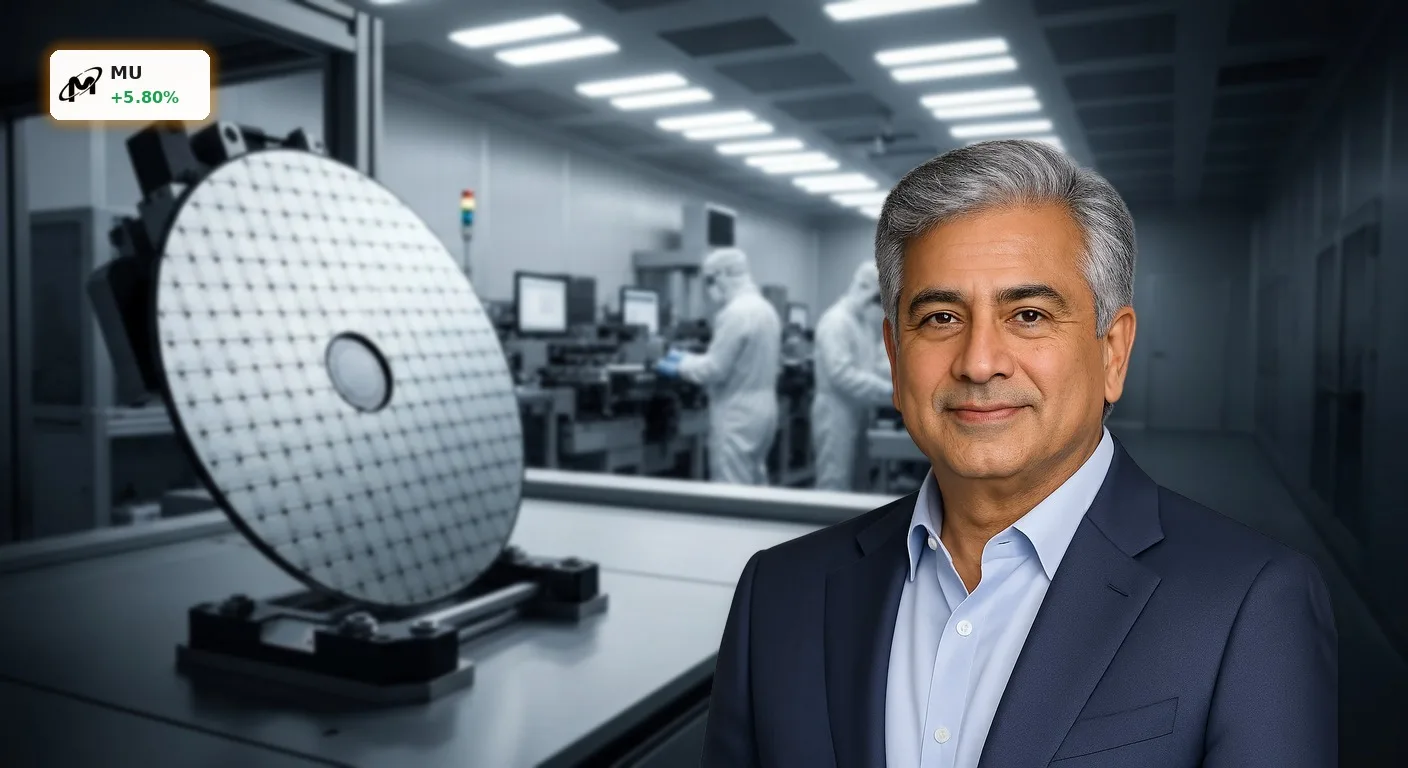 Silizium-Wafer in einem Reinraum, symbolisiert den Micron Wettbewerb im Halbleitermarkt.