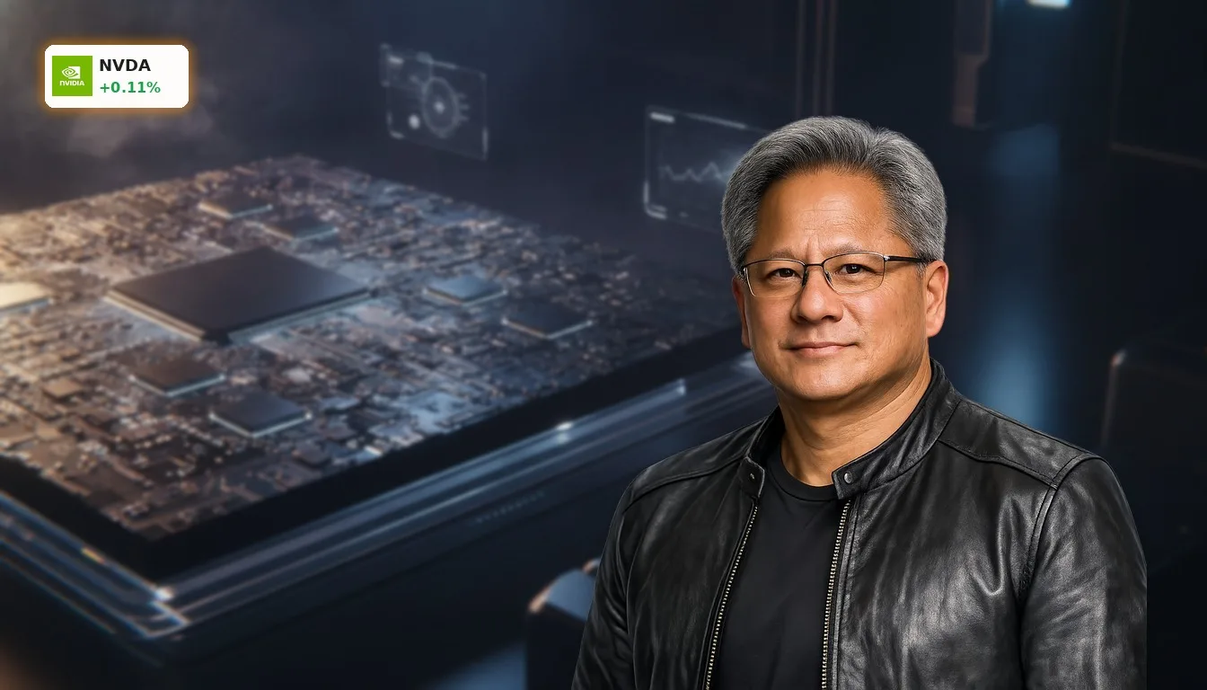 Futuristischer NVIDIA 'Rubin' AI-Chip mit komplexer Mikroarchitektur, symbolisiert NVIDIA Quartalszahlen und Innovation.
