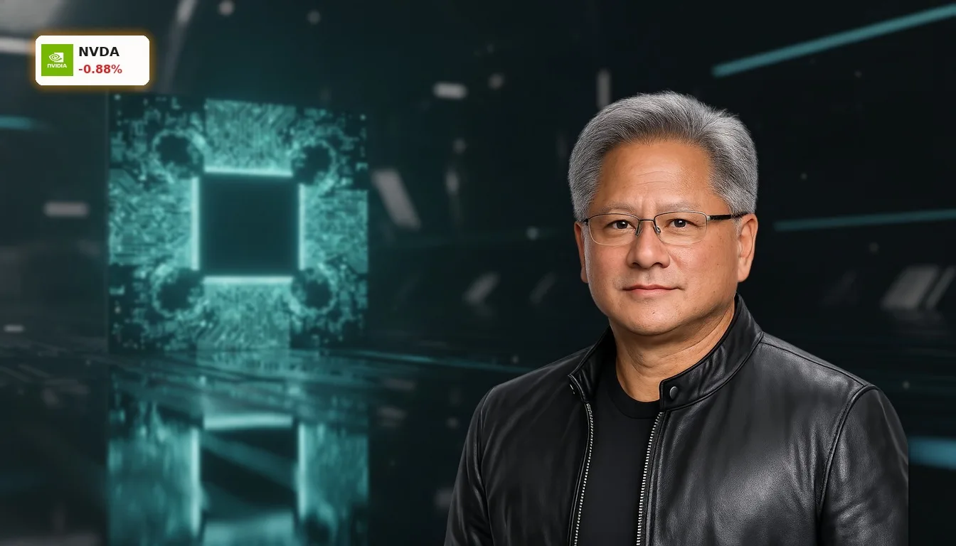 NVIDIA Quartalszahlen: Hohe Erwartungen vor möglichem Ergebnis-Schock 4 NVIDIA AI-Chip auf dunkler, reflektierender Oberfläche, symbolisiert NVIDIA Quartalszahlen und Technologie.