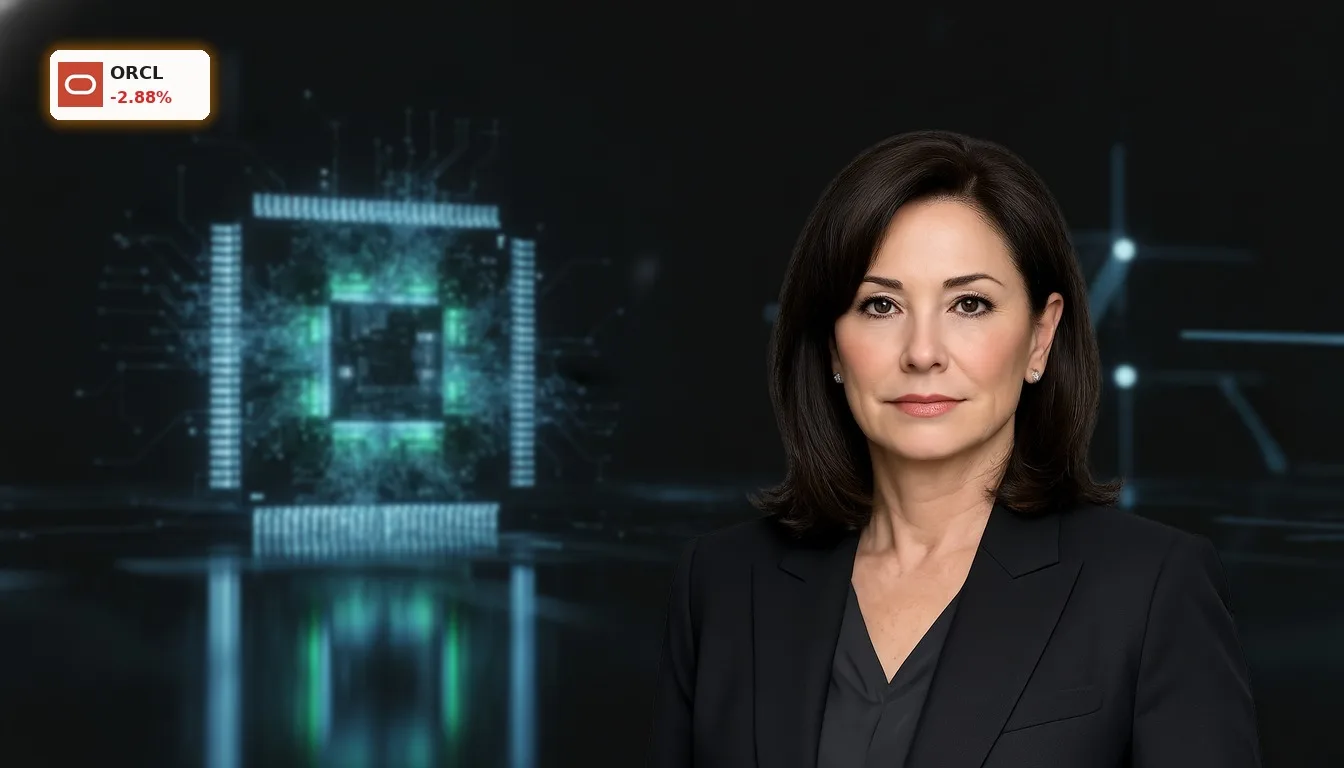 Detailaufnahme eines futuristischen, leuchtenden NVIDIA KI-Prozessorchips in einem dunklen Studio, der die hohe Nachfrage im NVIDIA Quartal symbolisiert.