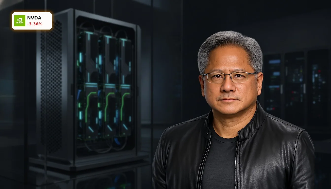 NVIDIA Quartalszahlen: Aktie fällt 3,4% trotz Rekordumsatz und KI-Boom 5 Nahaufnahme eines fortschrittlichen NVIDIA GPU-Chips mit leuchtenden Akzenten, symbolisiert NVIDIA Quartalszahlen Erfolg.