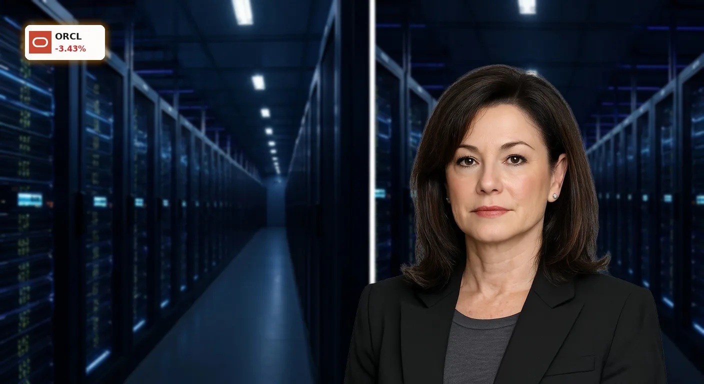 Oracle Wochenrückblick: Quantinuum-Quantendeal und AWS-Ausbau trotz Kursschwankungen 4 Modernes Rechenzentrum mit leuchtenden Server-Racks, symbolisiert die Oracle Cloud Strategie.